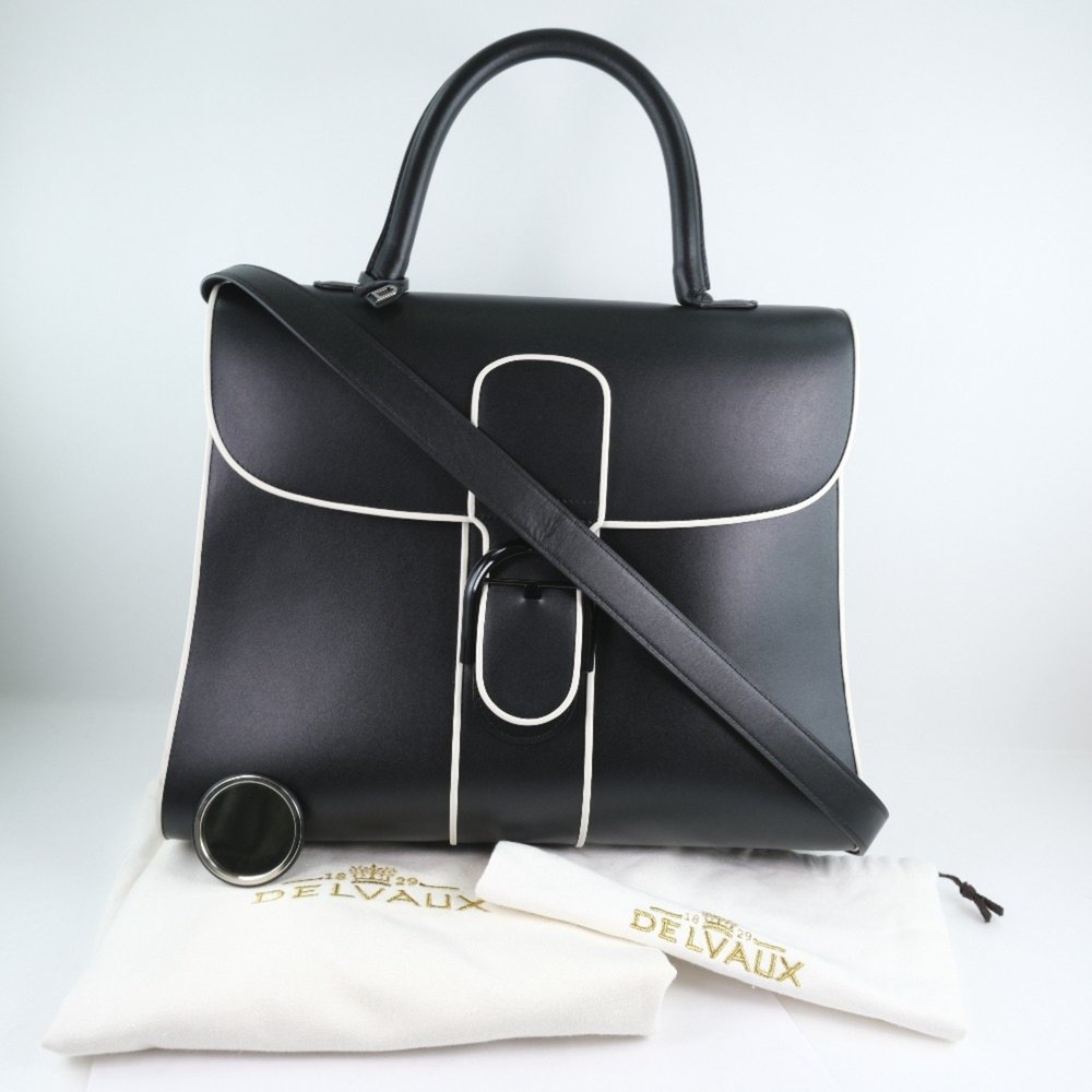 Delvaux Brillant Large/Brillant GM 2WAY Shoulder Calf Black/White Ladies Hand... - Picture 13 of 13